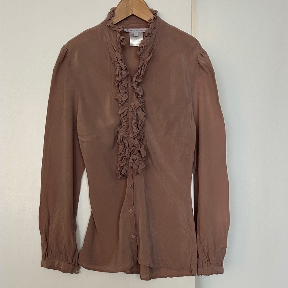 Elegant Dusty Pink Ruffle Blouse